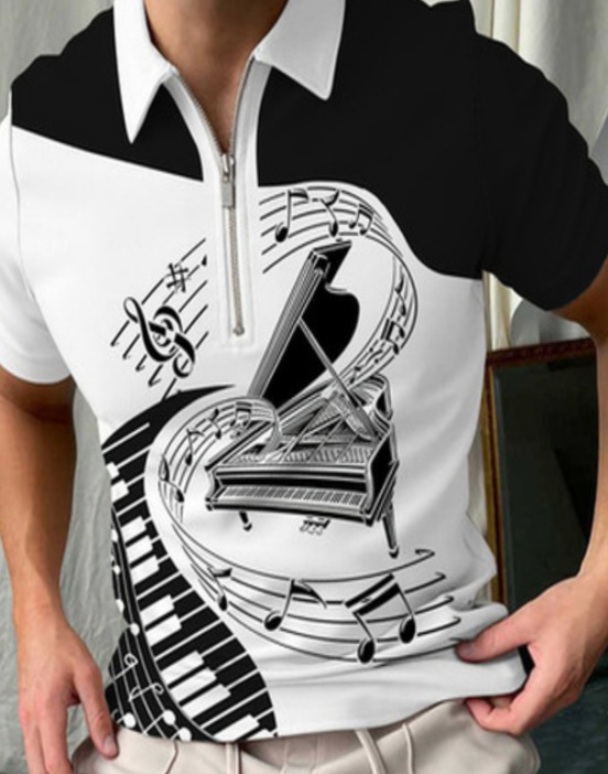 Camiseta Polo de Manga Corta con Cierre y Estampado 3D Informal para Hombre, Nueva Colección de Primavera para Exportación