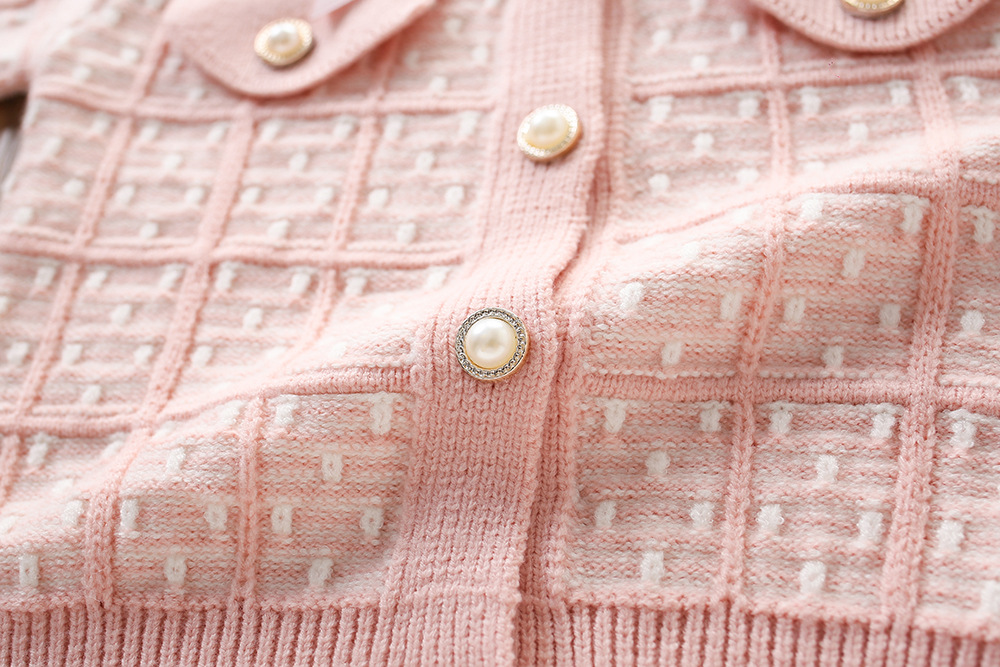 Pull pour fille 2024 automne/hiver nouveau petit style parfumé nœud papillon tricoté cardigan sac jupe ensemble deux pièces_voghion.com