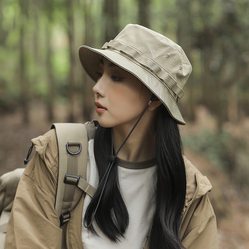 日系工装防晒遮阳渔夫帽男女夏季透气户外登山钓鱼帽西部牛仔帽子