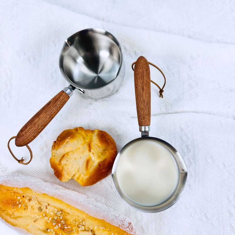 Big belly 316 thick three-layer steel single handle complementary food pouring oil small pot Spoon juice pot hot oil milk pot