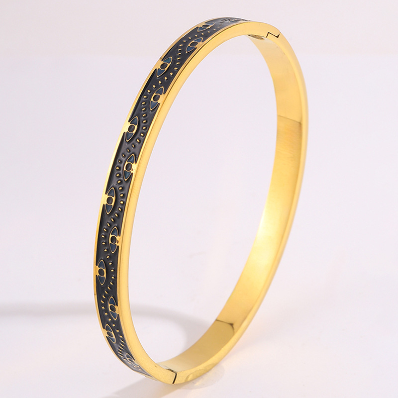 Nuevo retro goteo de aceite brazalete de acero de titanio joyas personalidad brazalete de ojos de joyas de acero inoxidable al por mayor image 2
