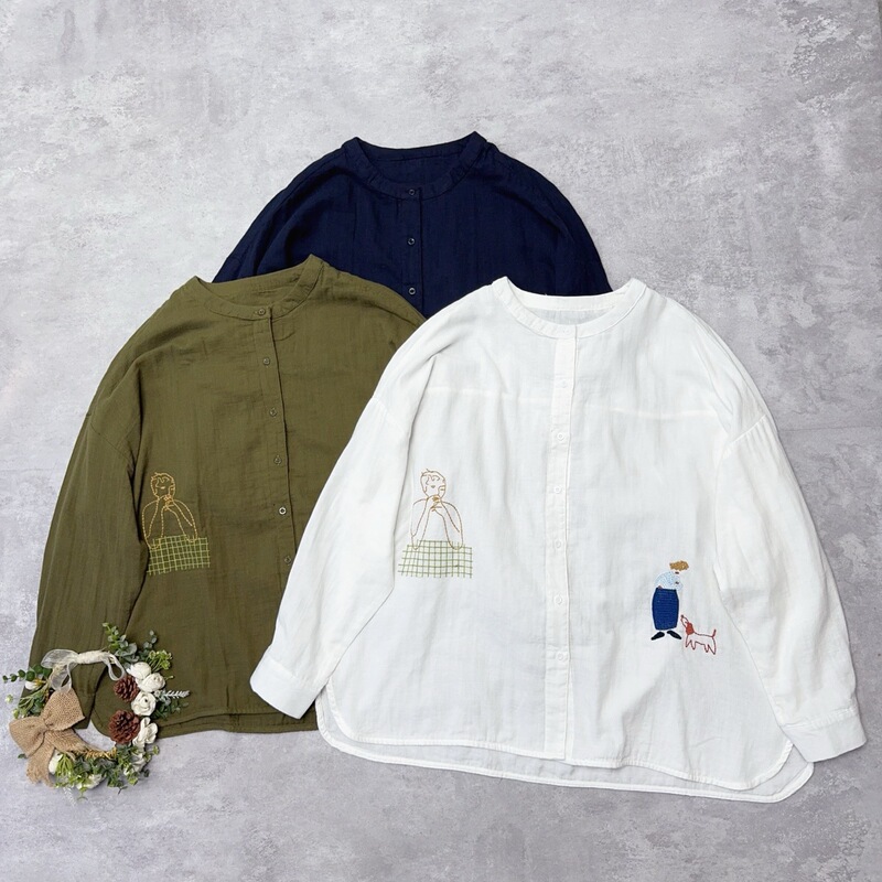 Japanese-Style Large Cartoon Embroidery Shirt Spring and Autumn New Loose Age-Reducing Mori Style Sweet Cute Soft Top for Women Japanese-Style Large Cartoon Embroidery Shirt Spring and Autumn New Loose Age-Reducing Mori Style Sweet Cute Soft Top for Women