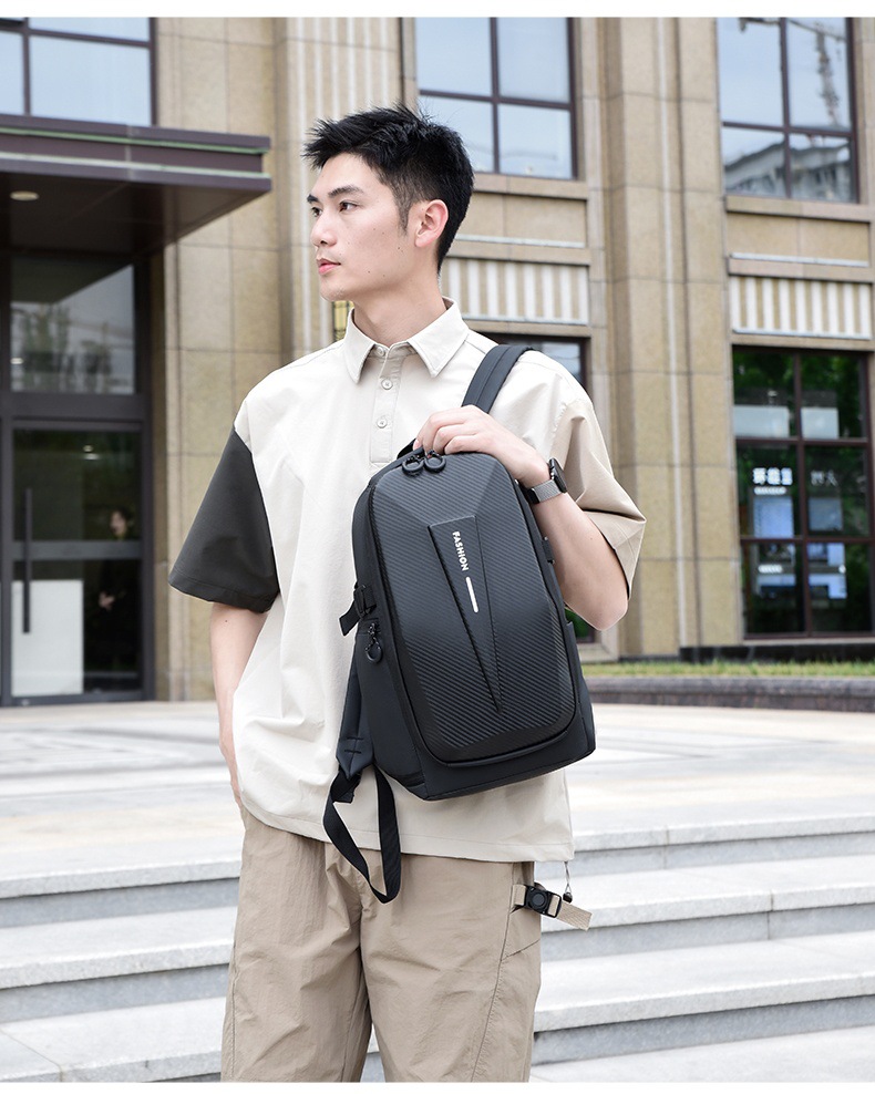 Cross-border hard-shell men's large-capacity backpacks, water-repellent cycling motorcycle backpacks, anti-collision business computer bags undefined
