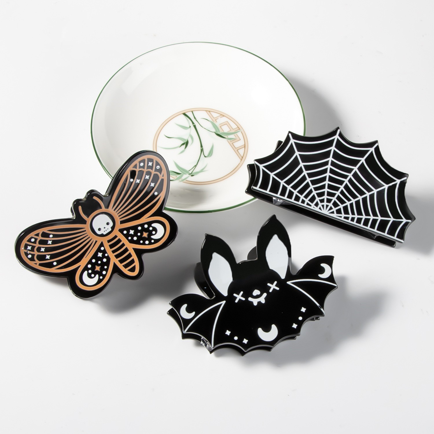 1 Piece Quantity Halloween Women's Spider Web Bat Butterfly Arylic Hair Claws