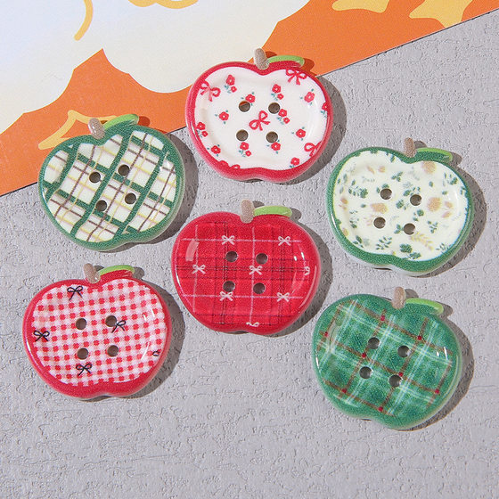 Spring and Summer New Clear Printing Apple Button Accessories DIY Clothing Button Hole Shoes Decorative Hair Accessories Material