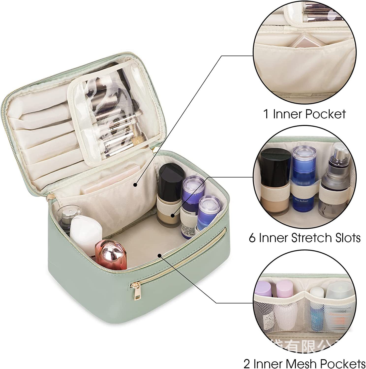 Nueva bolsa de cosméticos portátil transfronteriza impermeable de cuero de la PU bolsa de lavado multifuncional de gran capacidad bolsa de almacenamiento de viaje