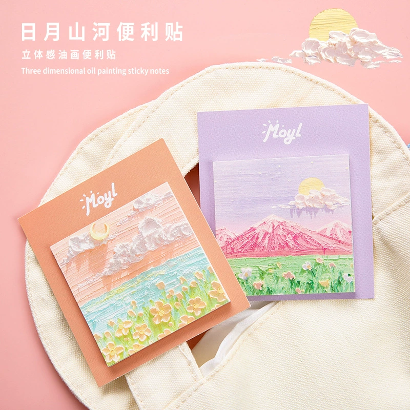 Картина маслом пейзаж удобные наклейки в стиле ins Простой японский стиль высокие дешевые липкие милые наклейки для заметок