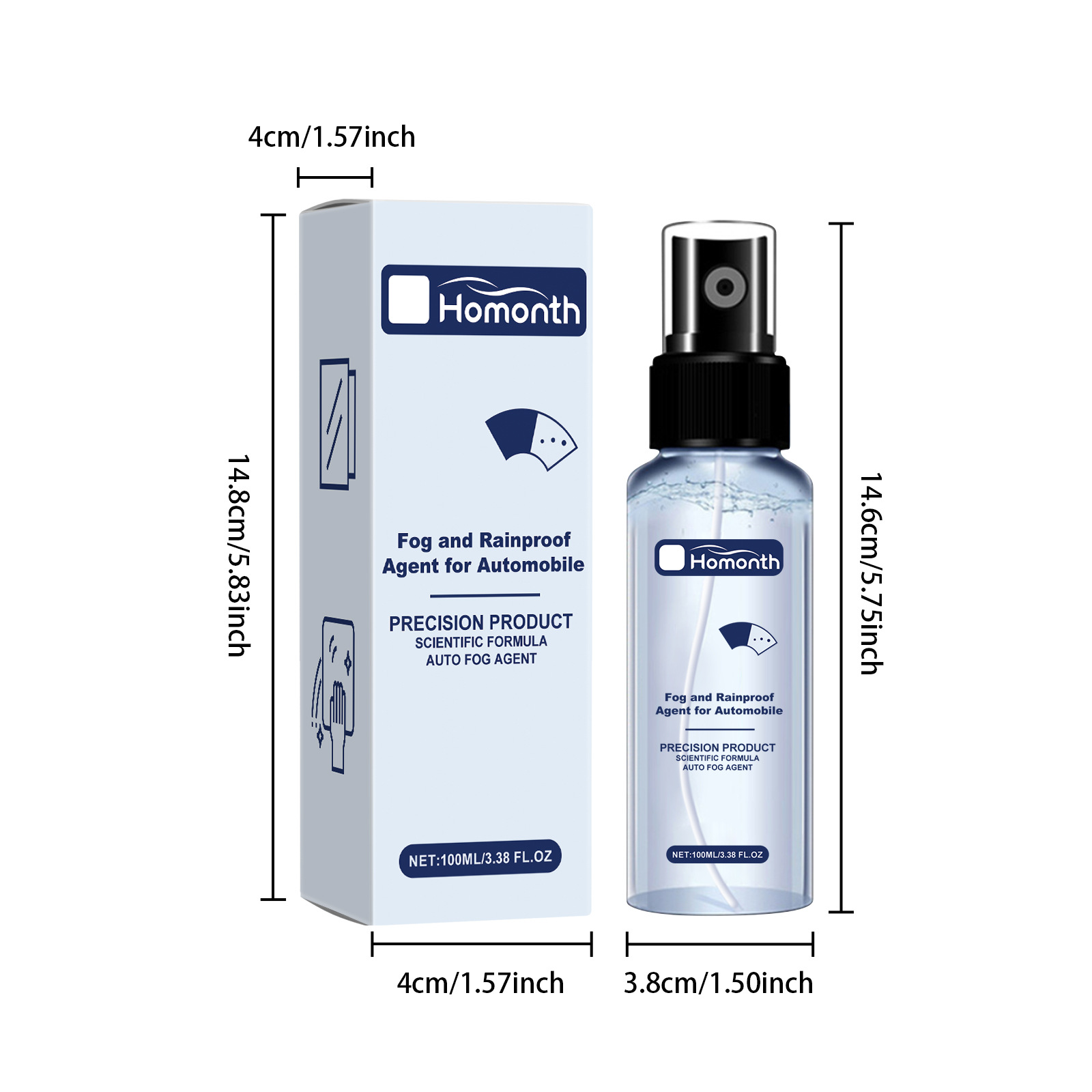 Homonth Car Glass Anti-Fog and Rain-Proof Agent, Car Window Anti-Rain and Waterproof Cleaning Spray for Car Glass