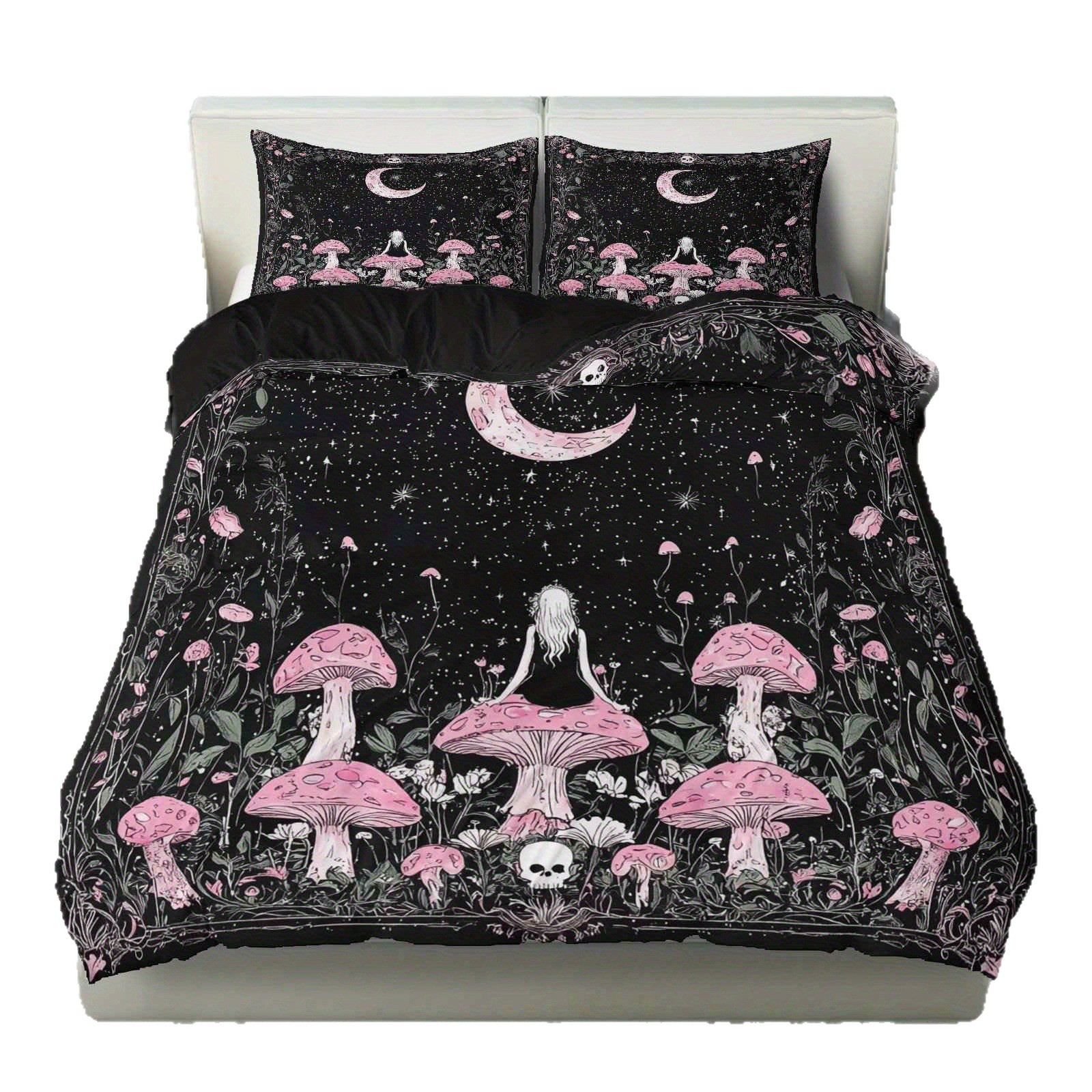 TEMU / JIT impresión digital abrasión edredón cubierta fantasía nocturna hongos plantas viento kit de origen fabricantes textiles