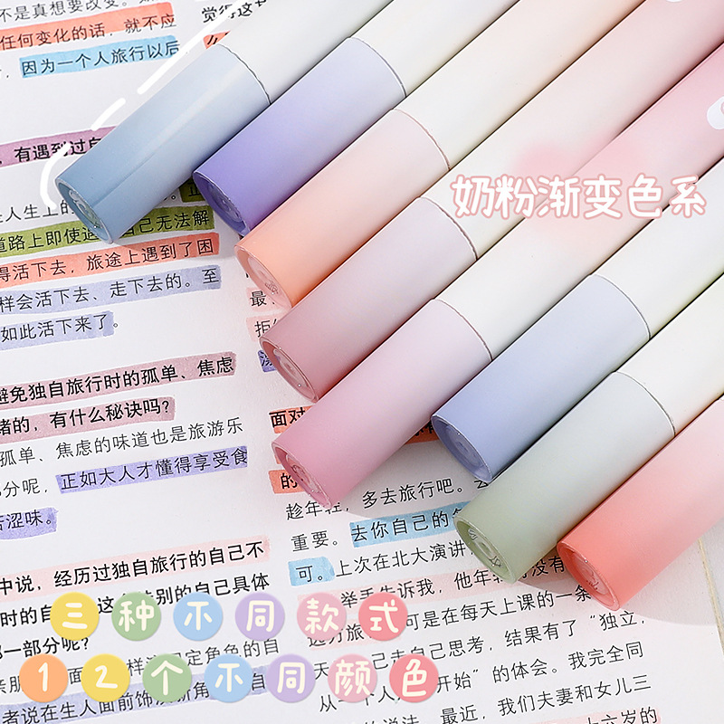 Wenxi Collection Club pluma fluorescente color claro de alto aspecto suave cabeza marcado pluma estudiante protección ocular mano cuenta clave marcado pluma