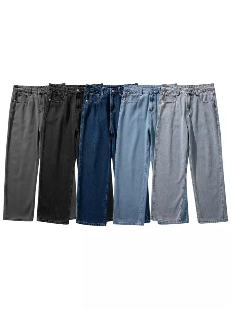 LKTM para hombre # jeans para hombre Four Seasons 2024 nuevo estilo ins pantalones de trapeador casuales de pierna ancha y recta sueltos