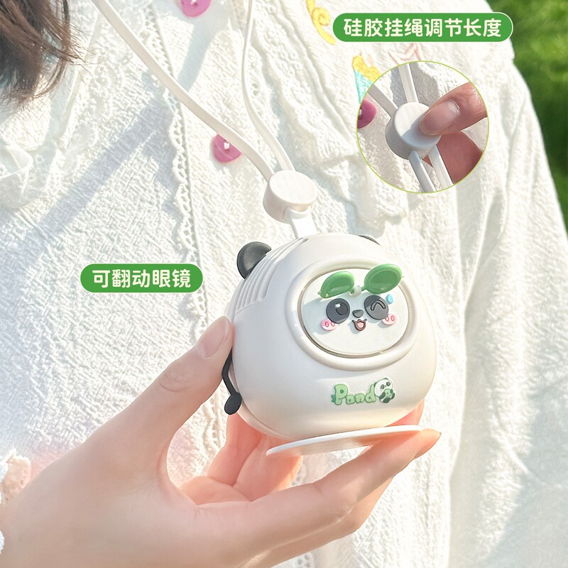 Household Hanging Neck Fan Summer New Low Noise Panda Desktop High Speed Fan Cooling Mini Handheld Fan