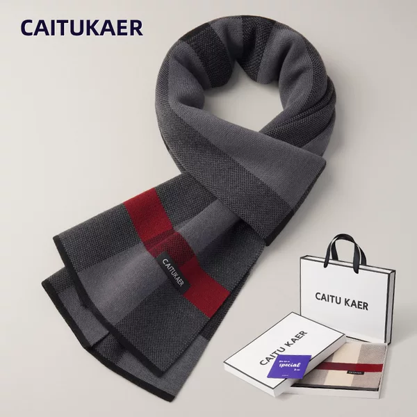 Factory Wholesale Knitted Scarf Imitation Cashmere Korean Style Versatile Thickened Warm Scarf Gift for Boyfriend Autumn and Winter Plaid Neck Scarf