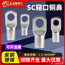 SC窥口紫铜镀锡铜鼻子接线耳接线鼻冷压接线端子电缆接头压线端子