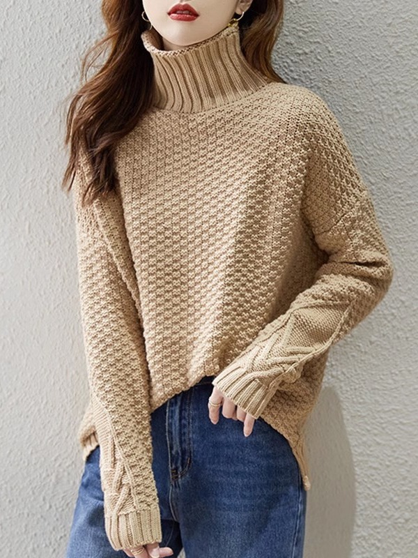 Suéter de cuello alto de alta calidad para mujer Otoño e Invierno 2024 nuevo popular engrosado camisa de fondo de moda image 6