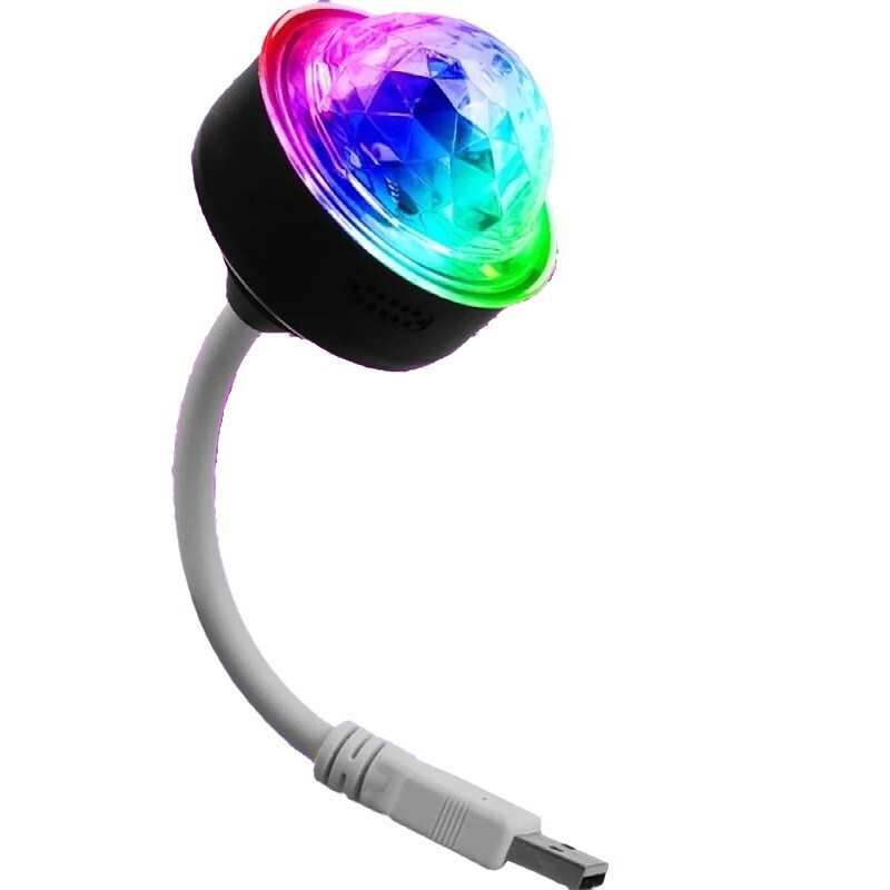 クロスボーダーUSB七色灯万向ミニDJ水晶魔球灯自動車装飾360 ° 車載音控雰囲気灯|undefined