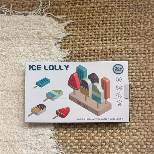 Direct selling new ins style children's wooden simulation ice cream set toys girls play house birthday gift toys