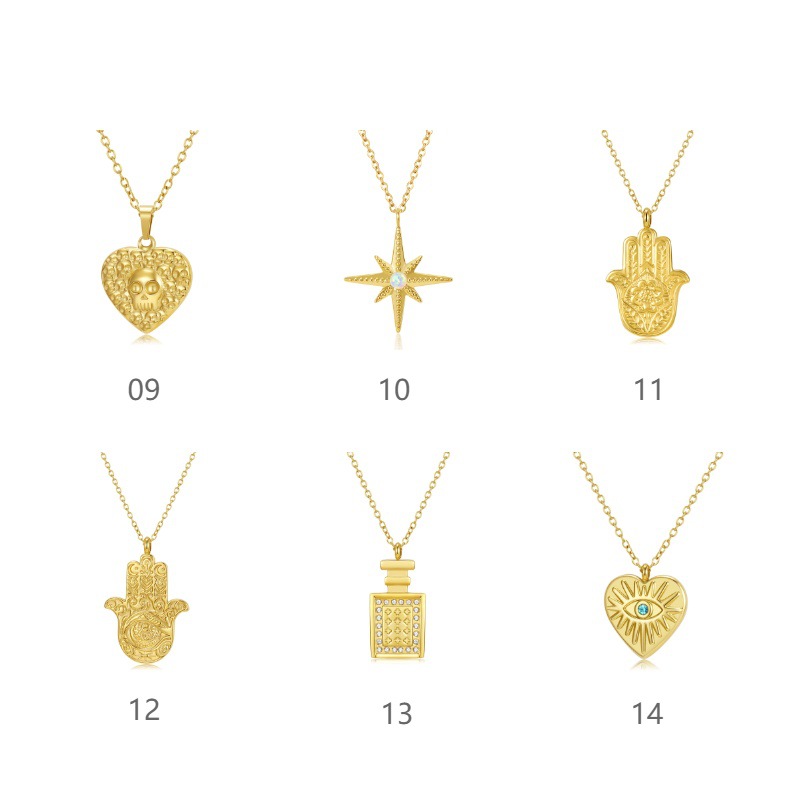 cable chain Chain Type 1 Piece Quantity Casual, Daily Occasion 18K Gold Plated 316L Stainless Steel Heart Shape Rose Fish Bone Waterproof Non Tarnish Surgical Steel Classic Style Cable Chain Pendant Necklace For Women's