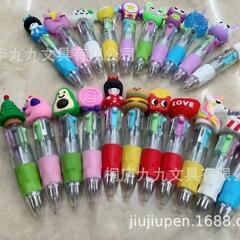 現物ミニポケットペン四色ペン多機能クリスマスアニメ動物造形印刷ロゴ日韓文房具