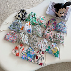 34225布芸花束ポケット日系収納袋化粧品携帯ゴミ整理袋トランペット