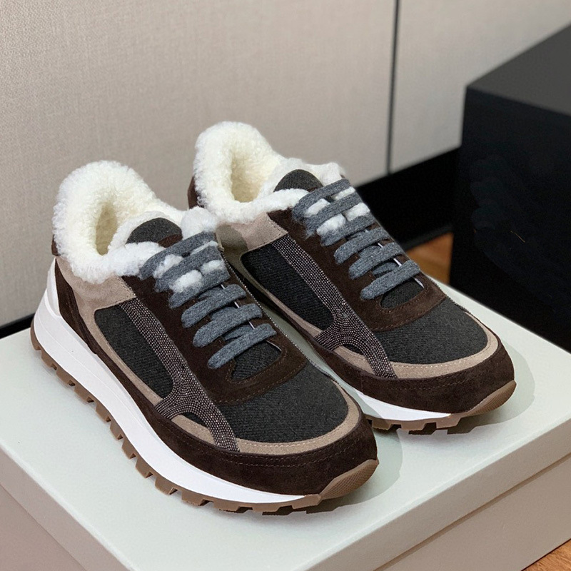 欧美秋冬休闲百搭时尚运动鞋2025新款加绒羊毛厚底系带真皮休闲鞋
