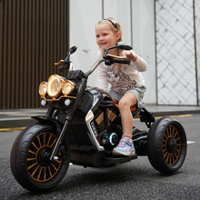新款儿童电动摩托车3-11岁男女孩可坐三轮可充大号哈雷电摩托童车