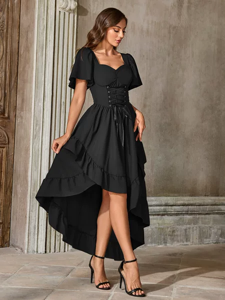 Hot-Selling Halloween Waist-Cinching Slimming Long Dress Wholesale Supply Medieval Halloween Cosplay Revival Dress