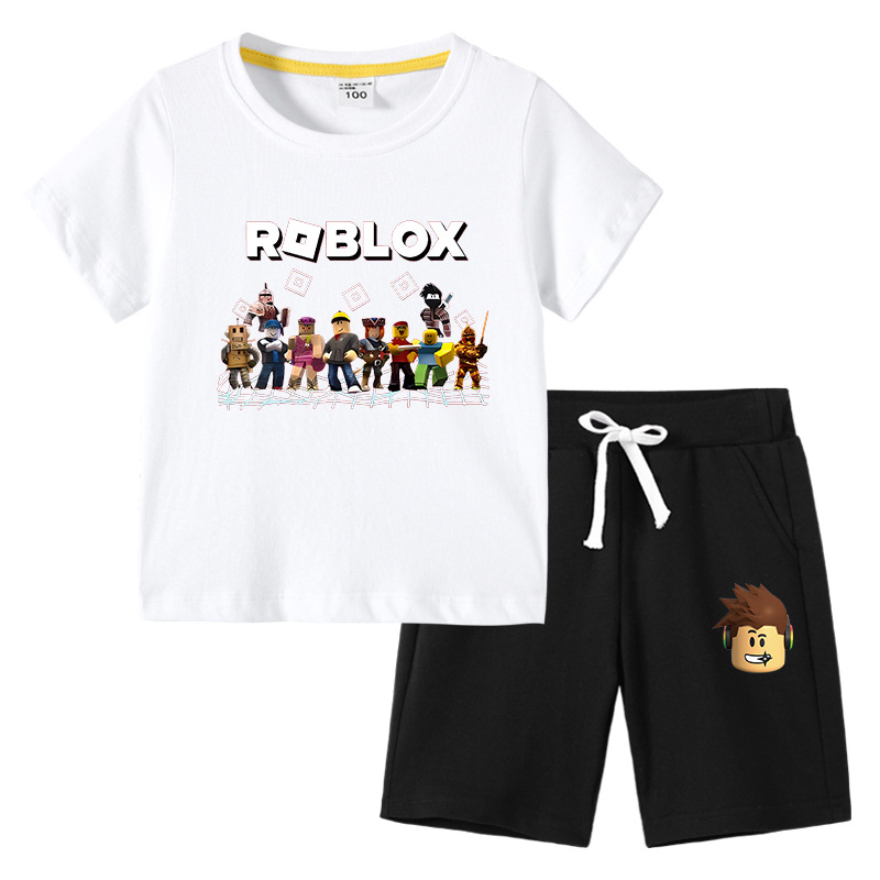 Children's Wear Boys T-Shirt Summer New Arrival Half-sleeved Students Korean Style Cotton Daughter Children's Short-sleeved Pants Two-piece Suit