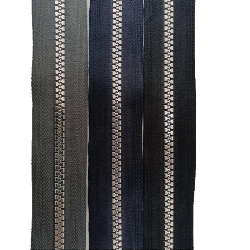 Imitation Metal Resin Electroplated Silver Zipper, Round Silver Teeth, for Bags, Clothing, Leather Goods, Zip Chain Accessories