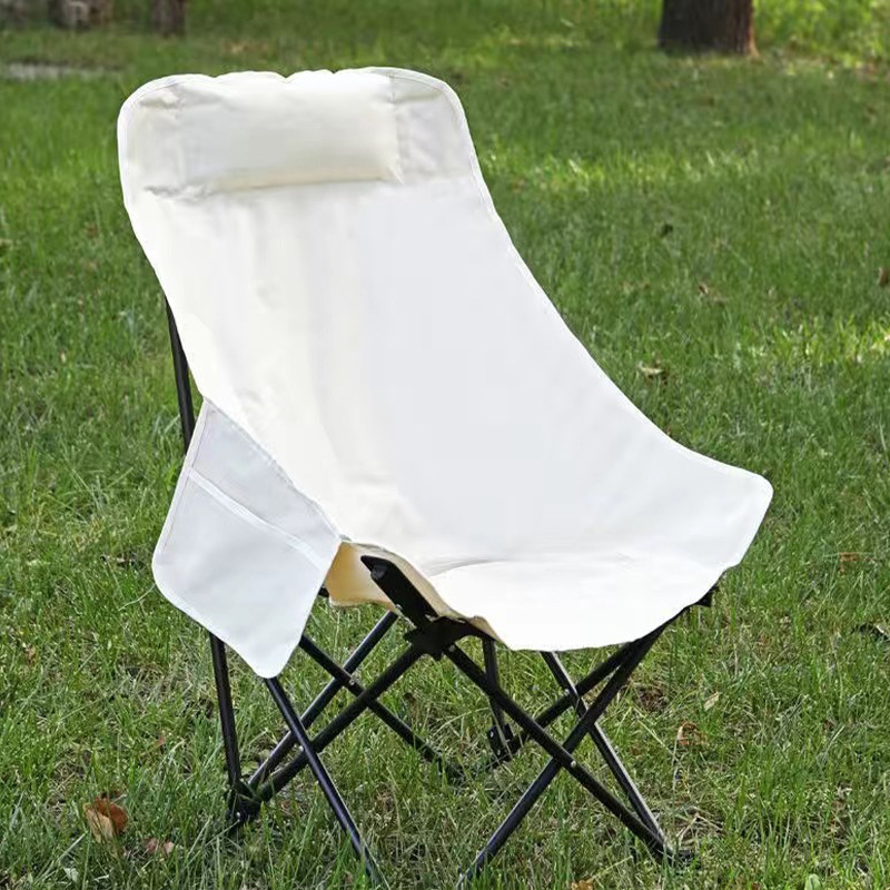 Outdoor Folding Chair Camping High-Back Moon Chair Picnic Recliner Beach Chair Fishing Chair Foldable Camping
