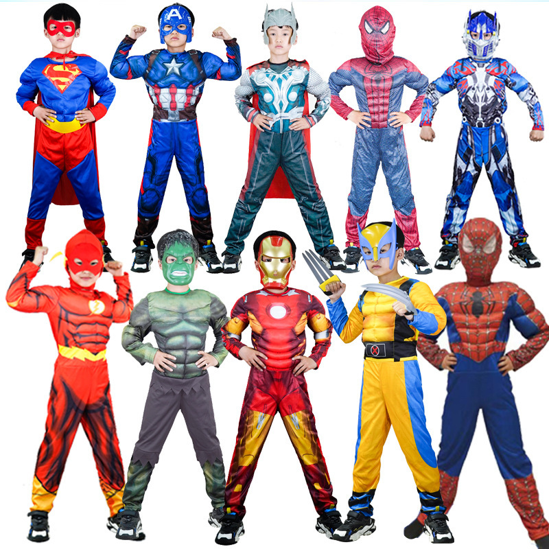 Halloween Hulk Captain America Iron Man Spider-Man Superman Hero Costumes Kidsren's Cosplay Costumes