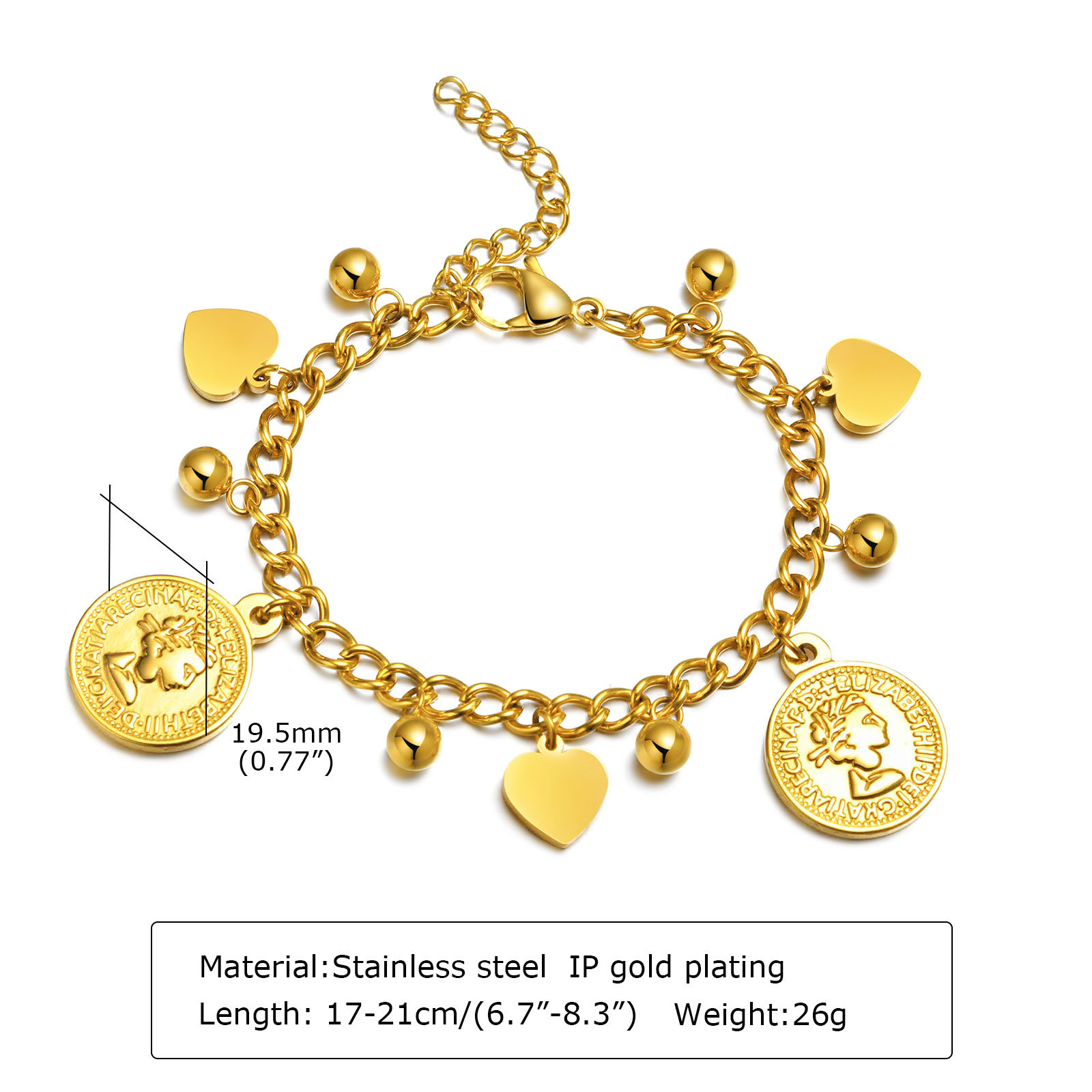 Retro Portrait Titanium Steel Bracelets Heart Ornaments Stainless Steel Rings