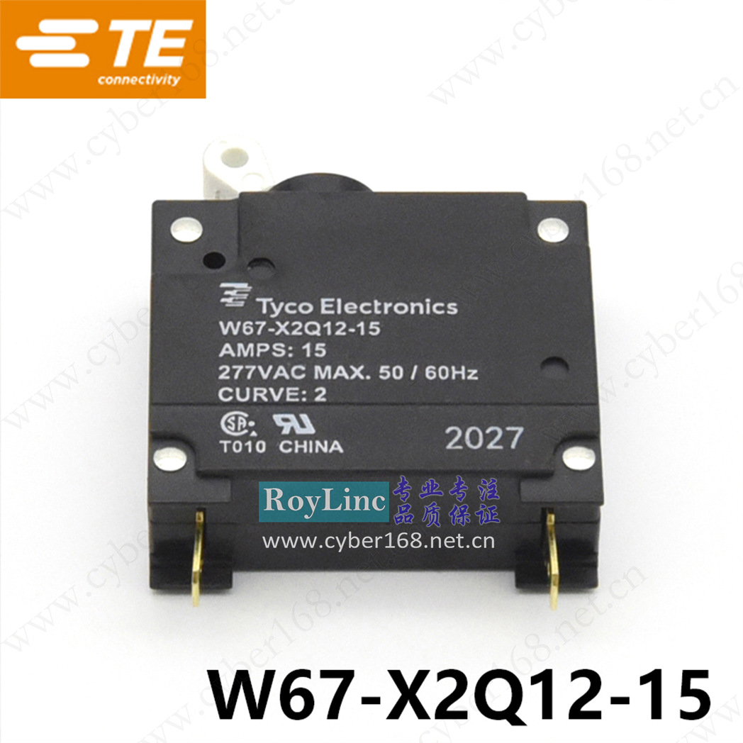 Tyco W67-X2Q12-15 15A 5-1393252-6 0.2-50Amps电磁断路器UL CSA