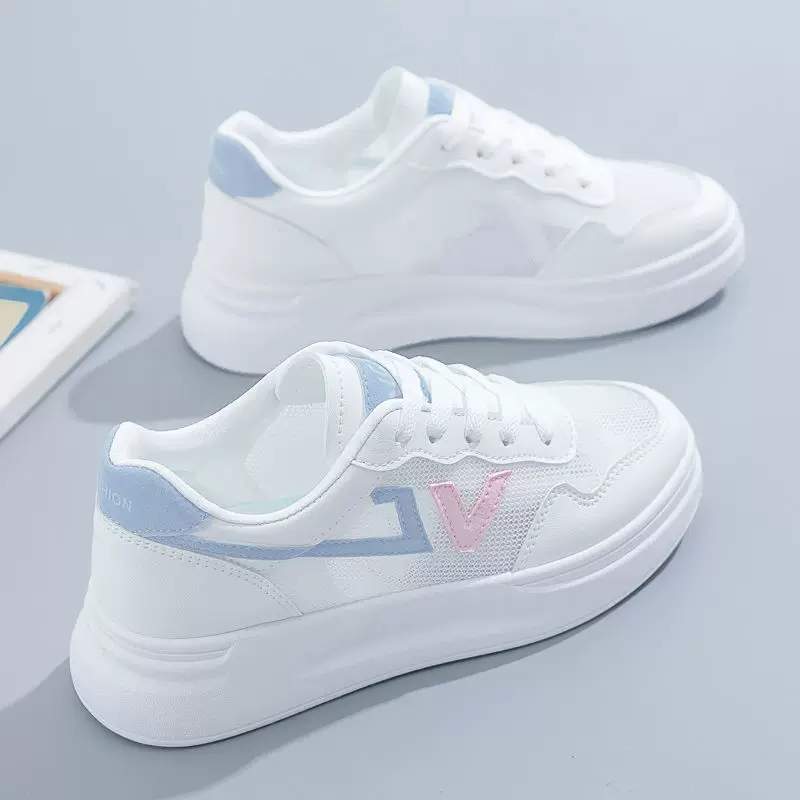 Summer universal high quality white shoes for students, mesh breathable light panel