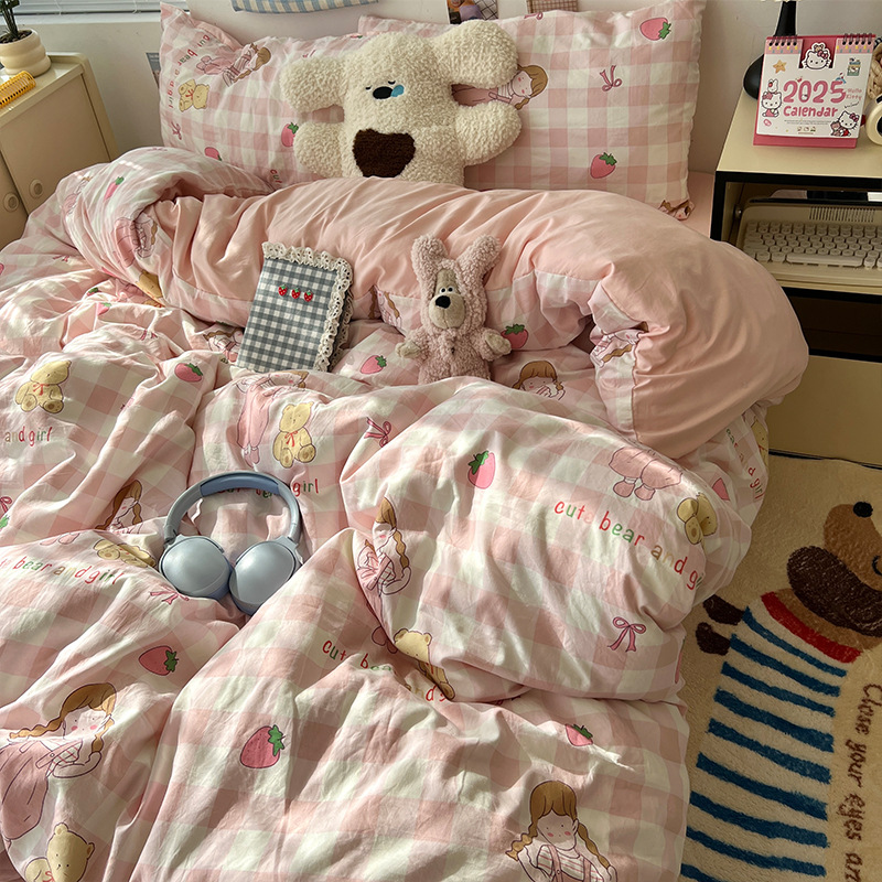 Cama de cuatro piezas de madres y bebés de clase A sábanas de algodón cubierta cama de dormitorio de estudiantes de tres piezas de cama