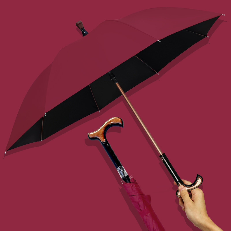 Long-Handled Umbrella for the Elderly, Non-Slip Crutch Umbrella, Detachable Dual-Purpose Sun Umbrella, Vinyl Sun Protection, Rain or Shine Umbrella