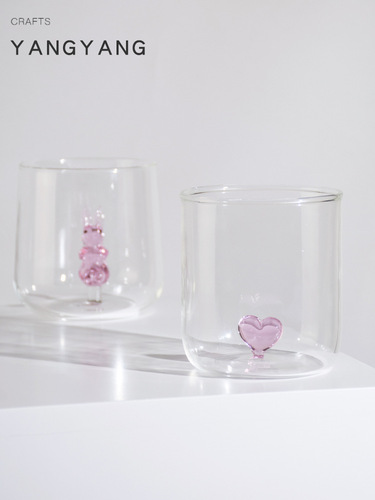 Factory wholesale heart glass Nordic creative love glass couple water cup milk souvenir pair cup