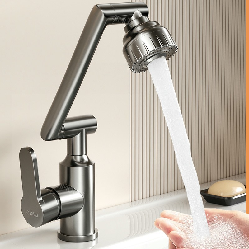 Washbasin Robotic Arm Faucet Bathroom Sink Basin Washstand Hot and Cold Household Universal Rotatable