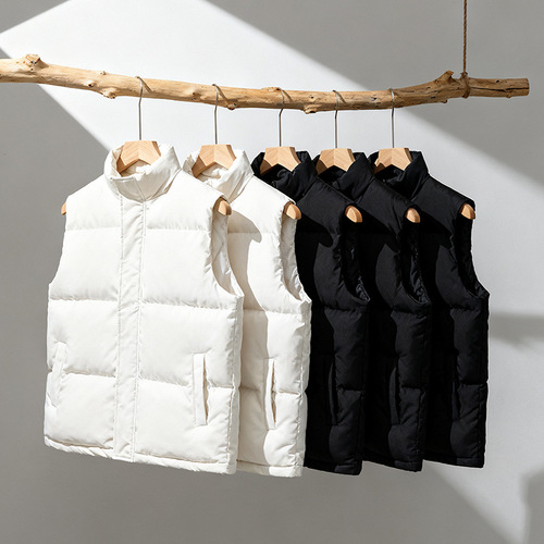 Men's vest cotton-padded vest autumn and winter stand-collar cold-proof warmth pure color simple loose casual sports cotton-padded coat coat