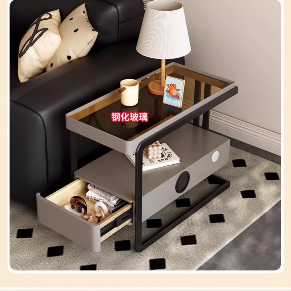 Gabinete de almacenamiento de sala de estar de lujo ligero móvil sofá de madera sólida gabinete lateral de mesa de té casero gabinete lateral de sofá gabinete lateral