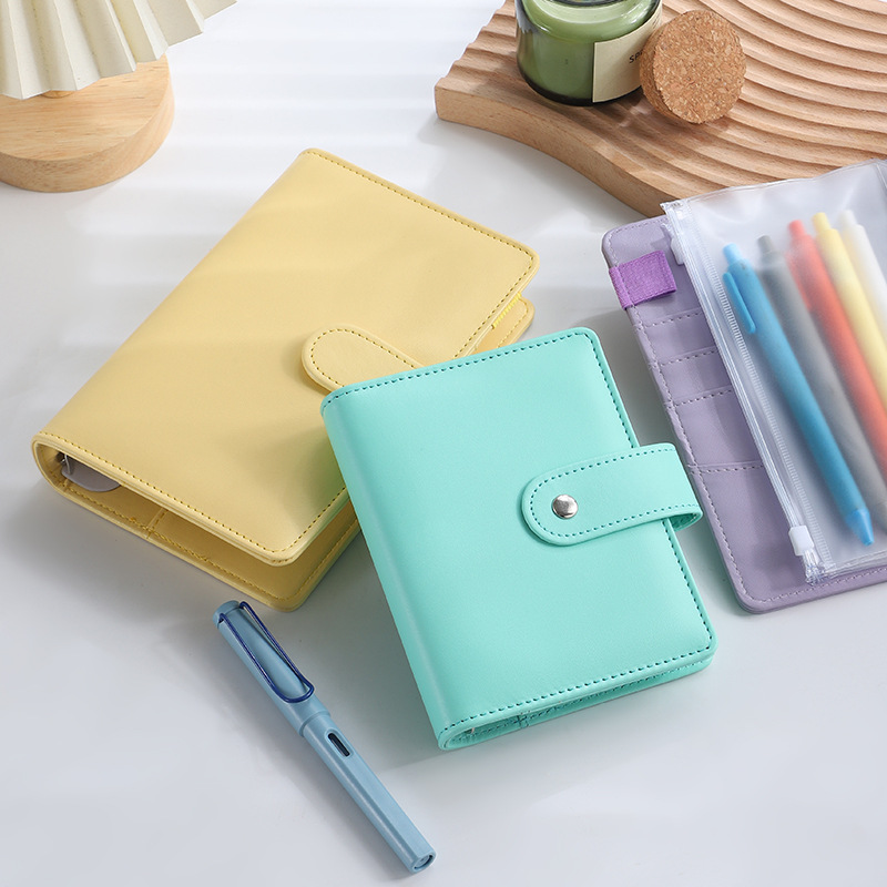 En stock transfronteriza A5A6 clip de hojas sueltas cremallera macaron cuaderno de cuero PU de hojas sueltas libro de dinero en efectivo cuaderno de presupuesto