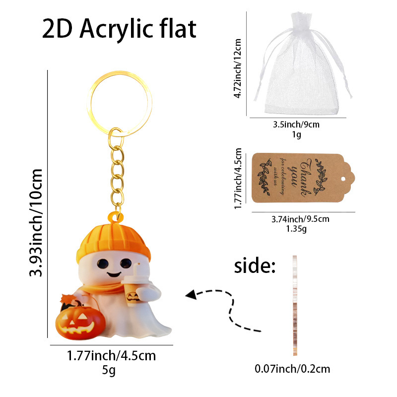 クロスボーダー新テンムハロウィンアクリル 2D フラットかわいいカボチャゴーストキーホルダー車の装飾ペンダント|undefined