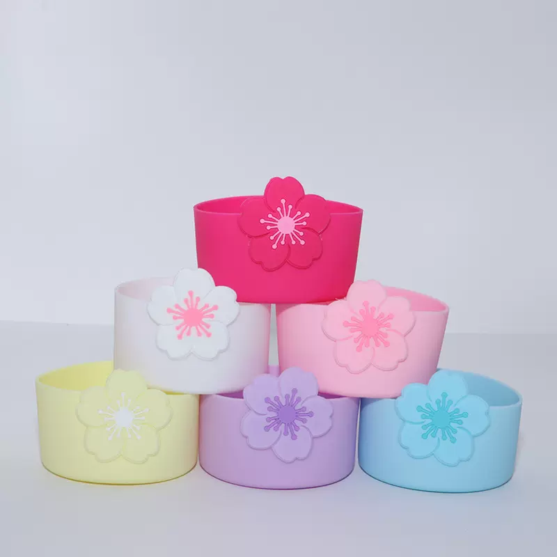 新款爱心Stanley杯套蝴蝶结水杯底座隔热防滑海棠花硅胶保护套