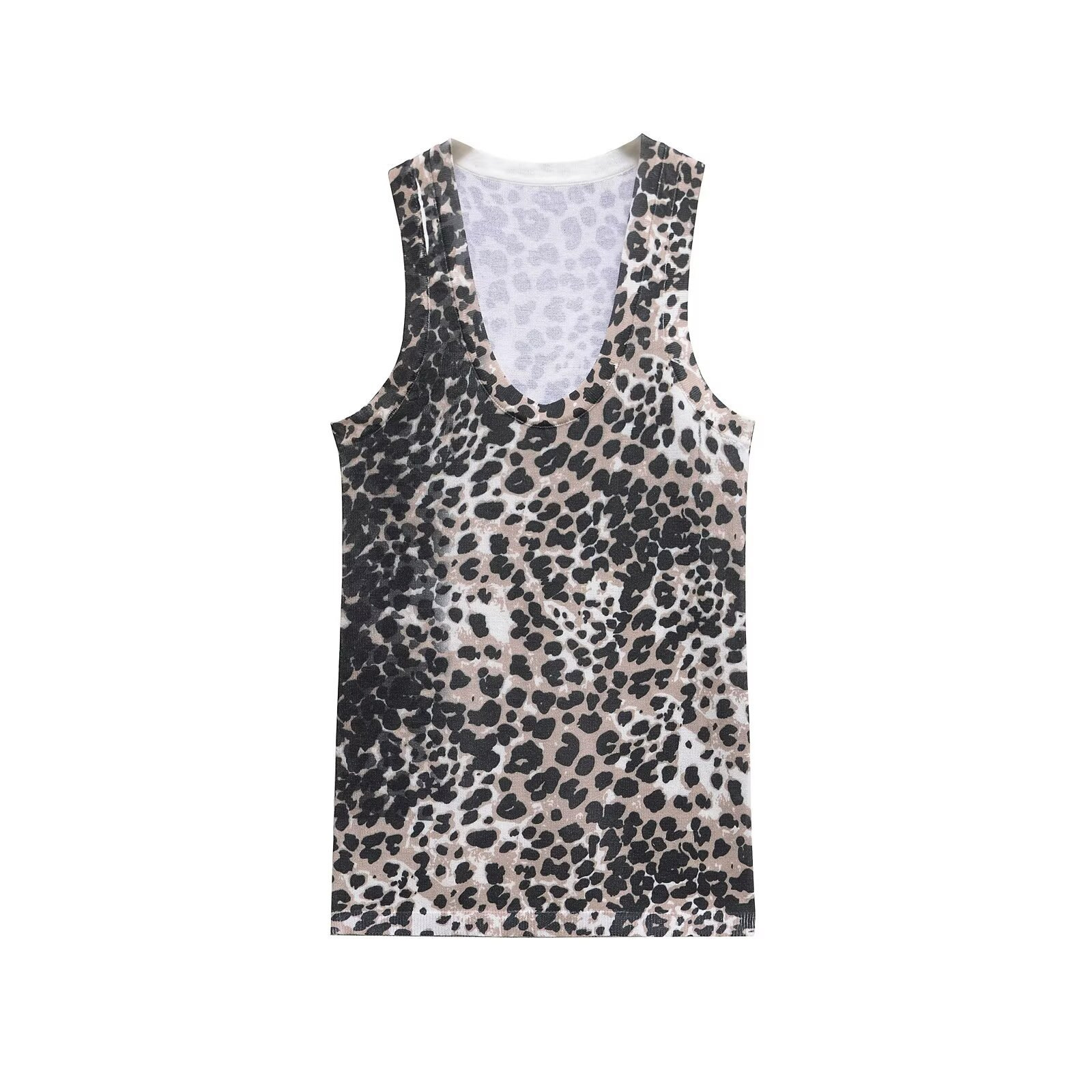 批发2025春季新款女装性感豹纹背心显瘦无袖内搭潮FF7-7414