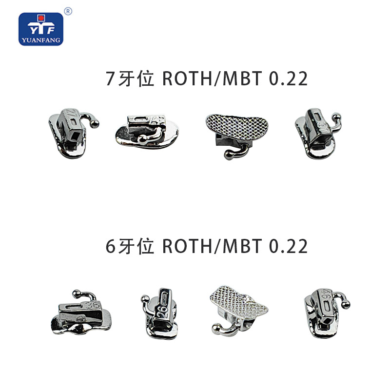 Tubo bucal dental Tubo bucal de ortodoncia dividido inferior de malla Tubo bucal de alambre recto RothMbt 4 bolsas en la distancia