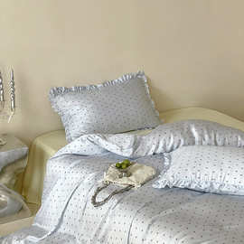 新款60S兰精天丝法式花边公主风四件套裸睡冰丝凉感被套裙边少女