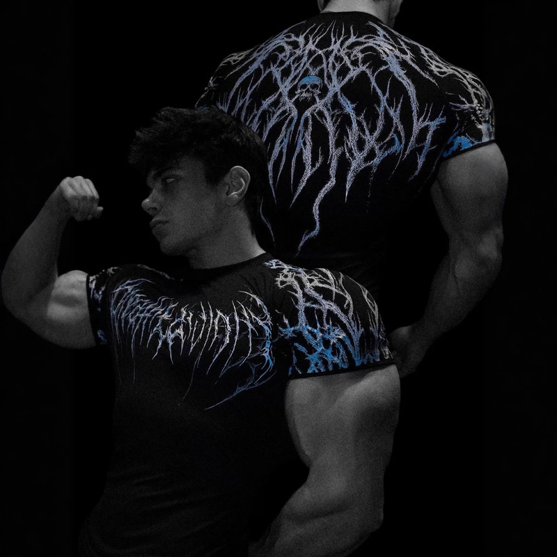 Breathedivinity Fitness Short-Sleeved Men's Sports Breathable Elastic Training Tops Quick-Drying Cycling T-Shirt Trendy