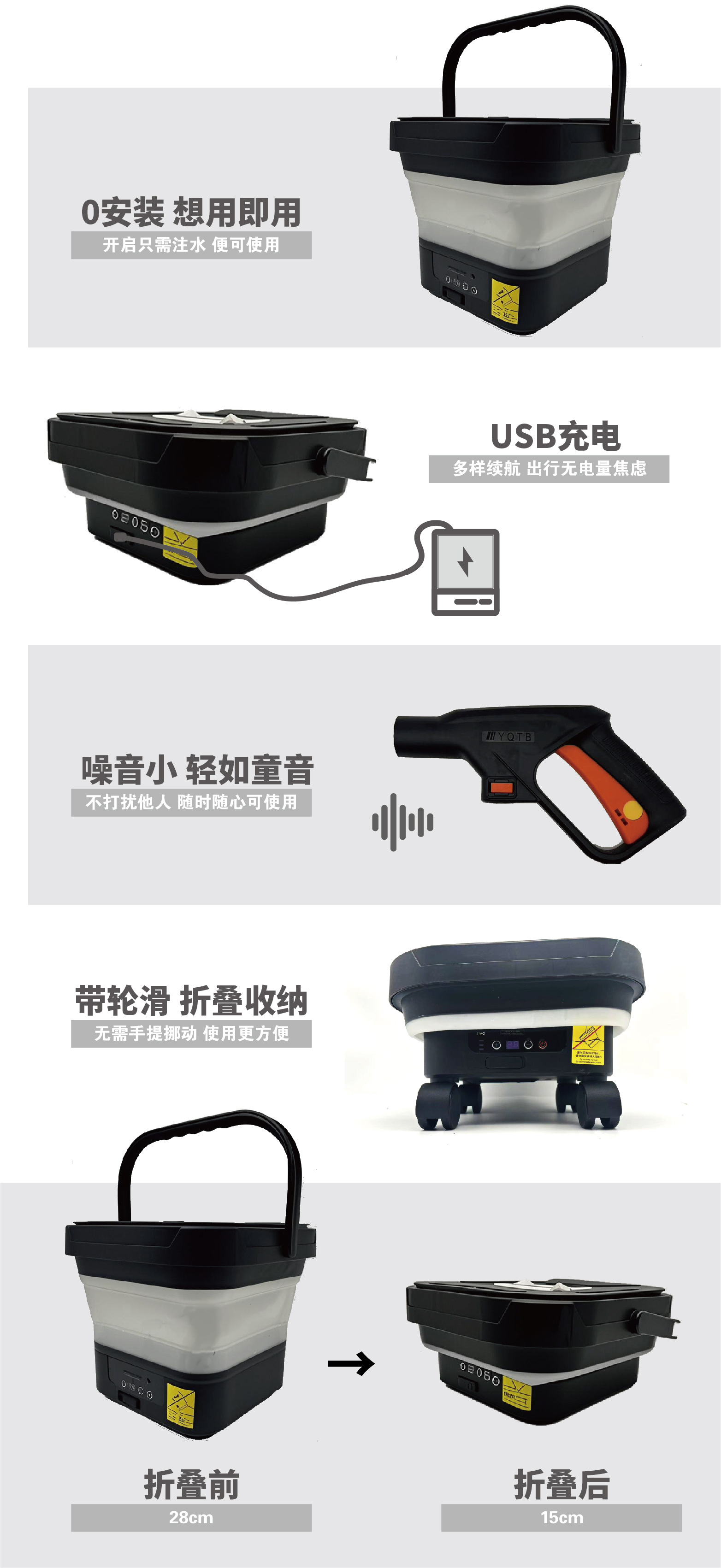 NVIXS Portable Washer Cordless Lithium Battery Cleaning