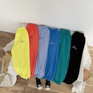 Children's Summer Thin Bamboo Cotton Anti-Mosquito Pants for Boys and Girls, Breathable, Loose-Fitting, Cuffed Long Pants for Toddlers and Young Children