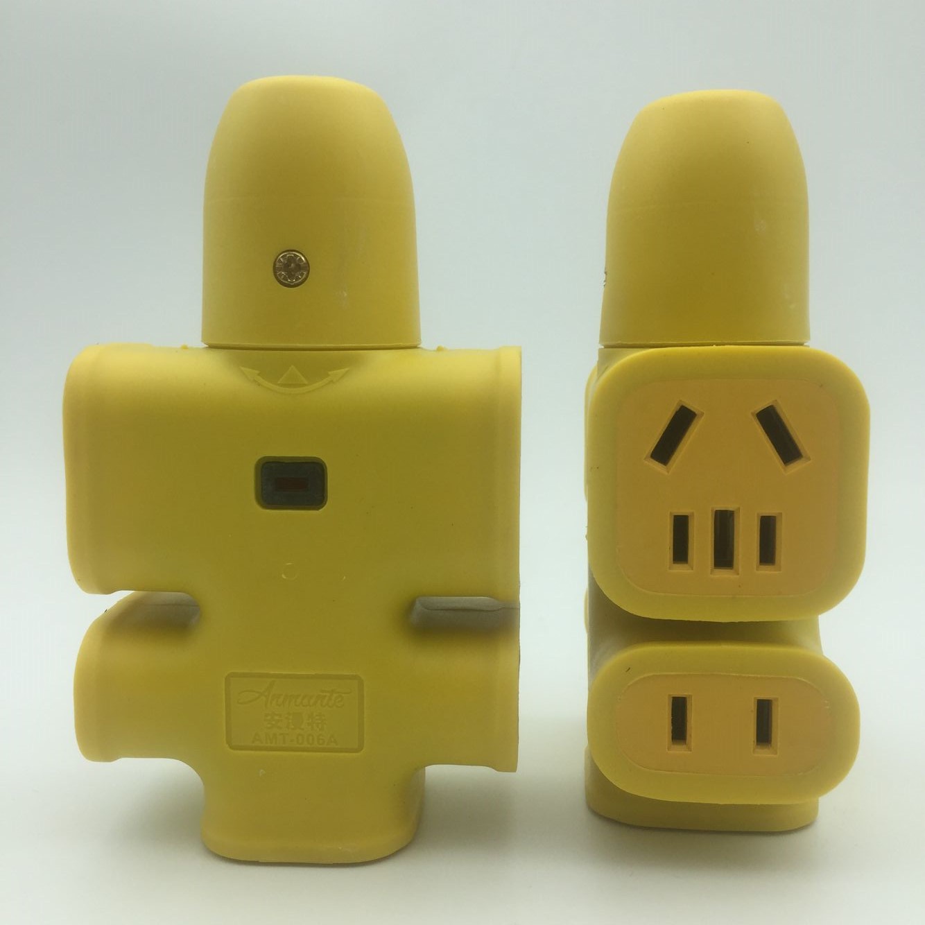 006A黄色十六孔木字插座保护门电源插座欧规插座接线插座